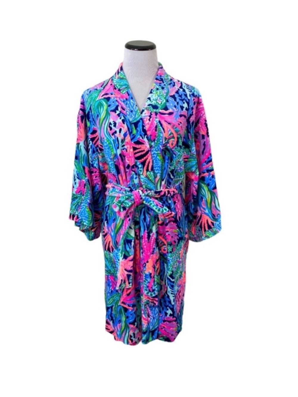 NWOT Lilly Pulitzer Bringing Mermaid Back Elaine Velour Robe - Picture 2 of 5